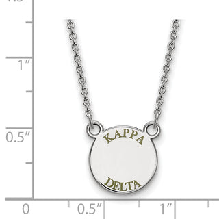Sterling Silver Rhodium-plated LogoArt Kappa Delta Sorority Text Small Color Enamel Pendant 18 inch Necklace SS014KD-18