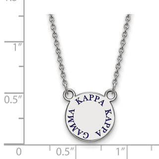 Sterling Silver Rhodium-plated LogoArt Kappa Kappa Gamma Sorority Text Small Color Enamel Pendant 18 inch Necklace SS014KKG-18