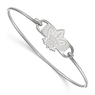 Sterling Silver Rhodium-plated NHL LogoArt Toronto Maple Leafs Small Center 7 inch Wire Bangle Bracelet