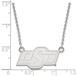 10k White Gold LogoArt Oklahoma State University O-S-U Small Pendant 18 inch Necklace