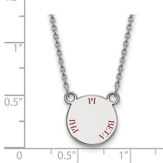 Sterling Silver Rhodium-plated LogoArt Pi Beta Phi Sorority Text Small Color Enamel Pendant 18 inch Necklace SS014PBP-18