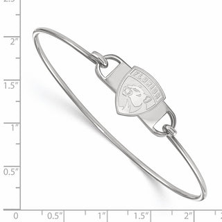 Sterling Silver Rhodium-plated NHL LogoArt Florida Panthers Small Center 7 inch Wire Bangle Bracelet
