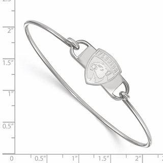 Sterling Silver Rhodium-plated NHL LogoArt Florida Panthers Small Center 7 inch Wire Bangle Bracelet