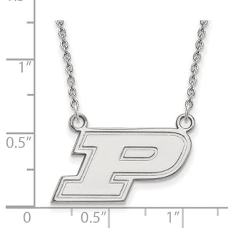 Sterling Silver Rhodium-plated LogoArt Purdue University Letter P Small Pendant 18 inch Necklace