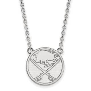 10k White Gold NHL LogoArt Buffalo Sabres Large Pendant 18 inch Necklace