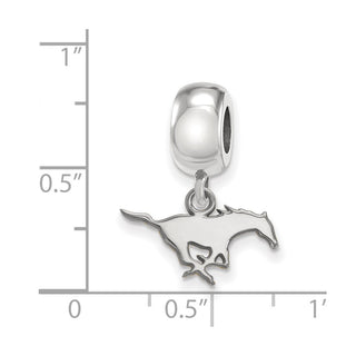 Sterling Silver Rhodium-plated LogoArt Southern Methodist University Mustang Extra Small Dangle Bead Charm