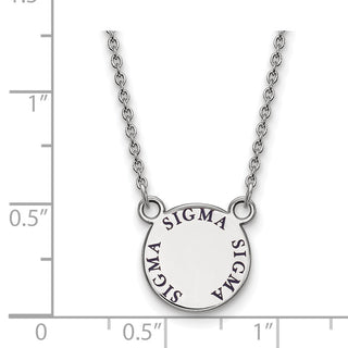 Sterling Silver Rhodium-plated LogoArt Sigma Sigma Sigma Sorority Text Small Color Enamel Pendant 18 inch Necklace SS014SSS-18
