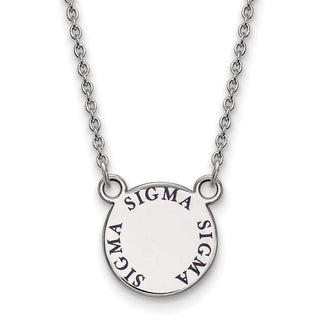 Sterling Silver Rhodium-plated LogoArt Sigma Sigma Sigma Sorority Text Small Color Enamel Pendant 18 inch Necklace SS014SSS-18