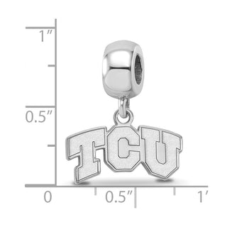 Sterling Silver Rhodium-plated LogoArt Texas Christian University T-C-U Extra Small Dangle Bead Charm