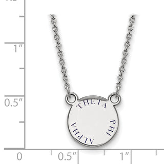 Sterling Silver Rhodium-plated LogoArt Theta Phi Alpha Sorority Text Small Color Enamel Pendant 18 inch Necklace SS014TPA-18