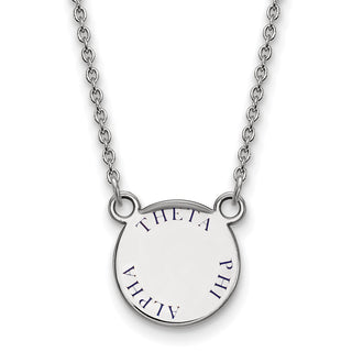Sterling Silver Rhodium-plated LogoArt Theta Phi Alpha Sorority Text Small Color Enamel Pendant 18 inch Necklace SS014TPA-18
