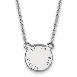 Sterling Silver Rhodium-plated LogoArt Theta Phi Alpha Sorority Text Small Color Enamel Pendant 18 inch Necklace SS014TPA-18
