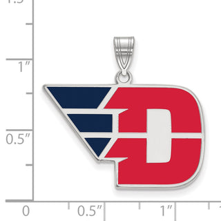Sterling Silver Rhodium-plated LogoArt University of Dayton Large Enameled Pendant