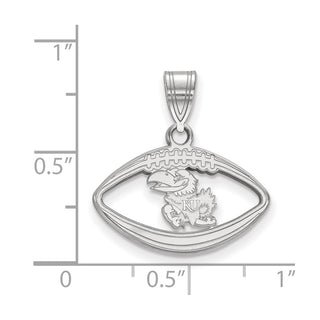 Sterling Silver Rhodium-plated LogoArt University of Kansas Jayhawk Football Pendant