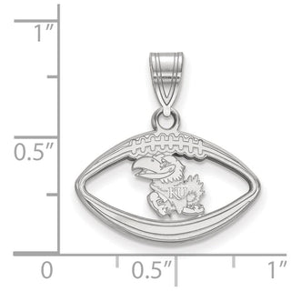 Sterling Silver Rhodium-plated LogoArt University of Kansas Jayhawk Football Pendant