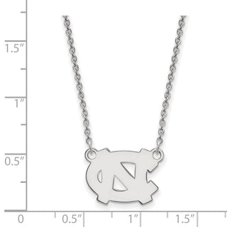 Sterling Silver Rhodium-plated LogoArt University of North Carolina N-C Small Pendant 18 inch Necklace