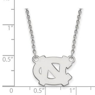 14k White Gold LogoArt University of North Carolina N-C Small Pendant 18 inch Necklace