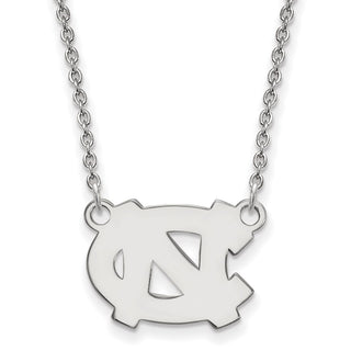 14k White Gold LogoArt University of North Carolina N-C Small Pendant 18 inch Necklace