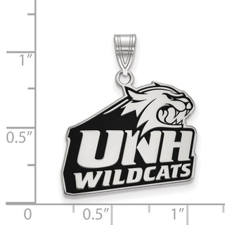 Sterling Silver Rhodium-plated LogoArt University of New Hampshire Large Enameled Pendant