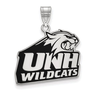 Sterling Silver Rhodium-plated LogoArt University of New Hampshire Large Enameled Pendant