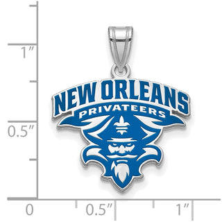 Sterling Silver Rhodium-plated LogoArt University of New Orleans U-N-O Extra Large Enameled Pendant