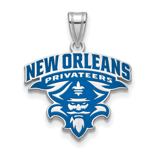 Sterling Silver Rhodium-plated LogoArt University of New Orleans U-N-O Extra Large Enameled Pendant
