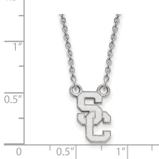 Sterling Silver Rhodium-plated LogoArt University of Southern California S-C Small Pendant 18 inch Necklace