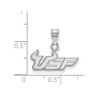 Sterling Silver Rhodium-plated LogoArt University of South Florida U-S-F Small Pendant