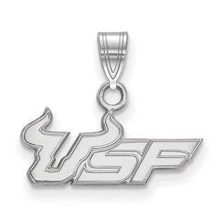 Sterling Silver Rhodium-plated LogoArt University of South Florida U-S-F Small Pendant