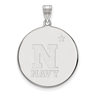 Sterling Silver Rhodium-plated LogoArt US Naval Academy Extra Large Disc Pendant