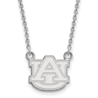 10k White Gold LogoArt Auburn University Small Pendant 18 inch Necklace