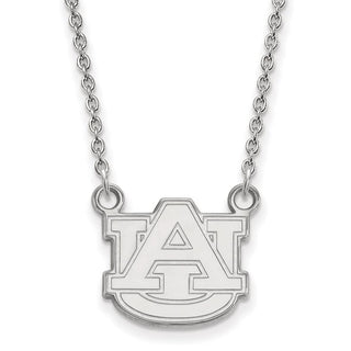 10k White Gold LogoArt Auburn University Small Pendant 18 inch Necklace
