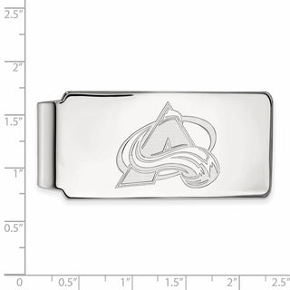 Sterling Silver Rhodium-plated NHL LogoArt Colorado Avalanche Money Clip