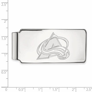 Sterling Silver Rhodium-plated NHL LogoArt Colorado Avalanche Money Clip