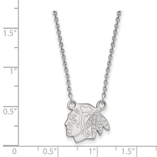 Sterling Silver Rhodium-plated NHL LogoArt Chicago Blackhawks Small Pendant 18 inch Necklace