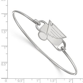 Sterling Silver Rhodium-plated NHL LogoArt St. Louis Blues Small Center 7 inch Wire Bangle Bracelet