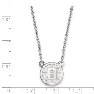 10k White Gold NHL LogoArt Boston Bruins Small Pendant 18 inch Necklace 1W015BRI-18