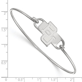 Sterling Silver Rhodium-plated LogoArt Baylor University Bears Small Center 7 inch Wire Bangle Bracelet