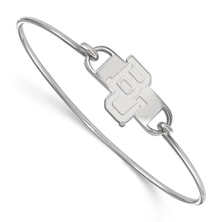 Sterling Silver Rhodium-plated LogoArt Baylor University Bears Small Center 7 inch Wire Bangle Bracelet