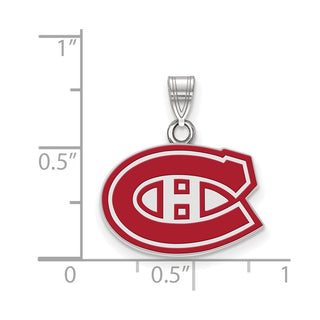 Sterling Silver Rhodium-plated NHL LogoArt Montreal Canadiens Small Enameled Pendant