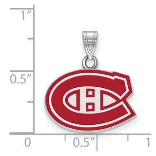 Sterling Silver Rhodium-plated NHL LogoArt Montreal Canadiens Small Enameled Pendant