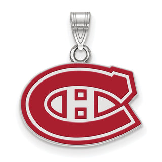 Sterling Silver Rhodium-plated NHL LogoArt Montreal Canadiens Small Enameled Pendant