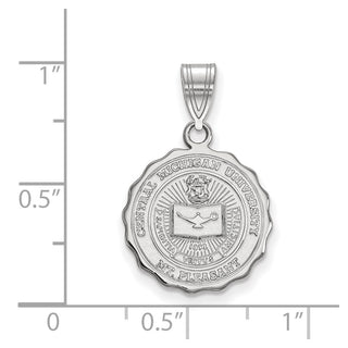 Sterling Silver Rhodium-plated LogoArt Central Michigan University Medium Crest Pendant