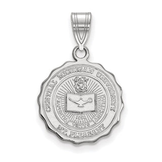 Sterling Silver Rhodium-plated LogoArt Central Michigan University Medium Crest Pendant