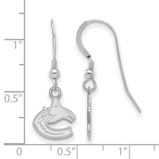 Sterling Silver Rhodium-plated NHL LogoArt Vancouver Canucks Extra Small Dangle Wire Earrings