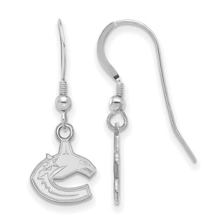 Sterling Silver Rhodium-plated NHL LogoArt Vancouver Canucks Extra Small Dangle Wire Earrings