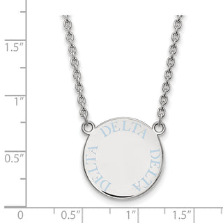 Sterling Silver Rhodium-plated LogoArt Delta Delta Delta Sorority Text Large Color Enamel Pendant 18 inch Necklace SS015DDD-18