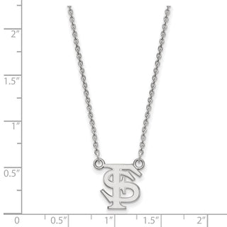 10k White Gold LogoArt Florida State University F-S Small Pendant 18 inch Necklace