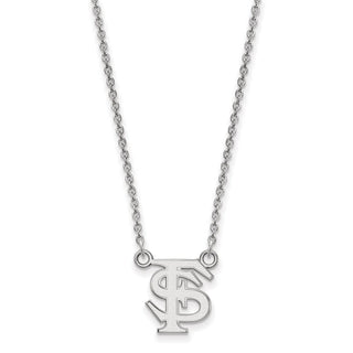 14k White Gold LogoArt Florida State University F-S Small Pendant 18 inch Necklace