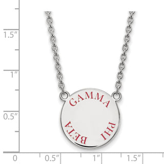 Sterling Silver Rhodium-plated LogoArt Gamma Phi Beta Sorority Text Large Color Enamel Pendant 18 inch Necklace SS015GPB-18